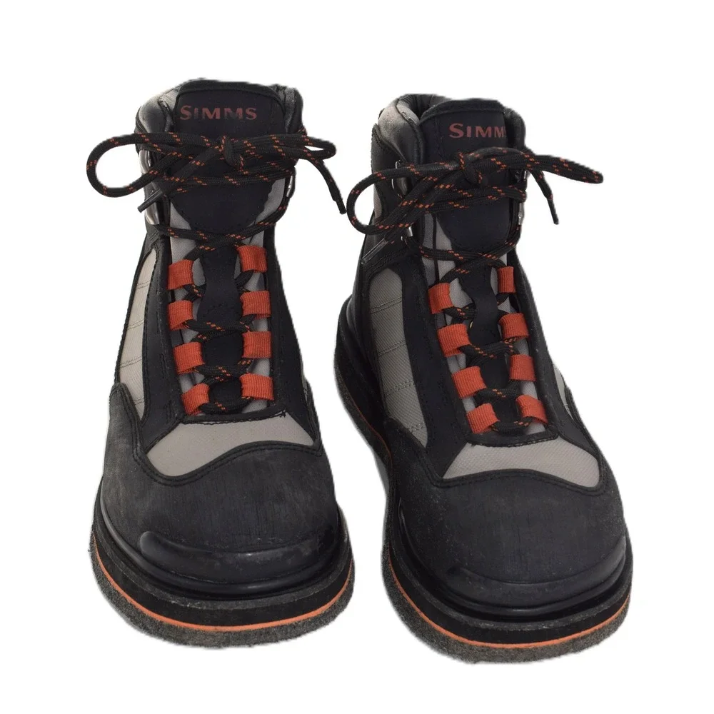 Simms Wading Boots Mens Black Grey Orange Good Felt Sole Fly Fishing Gear